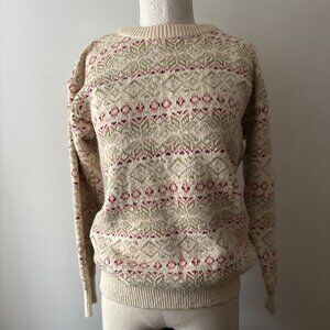1990s Patterned Cotton Sweater | Vintage Cozy Crewneck Knit